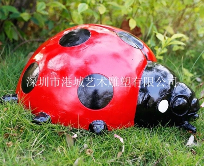 河南农业园生态园昆虫玻璃钢七星瓢虫雕塑