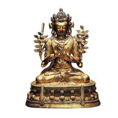 铜鎏金文殊菩萨像