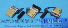 HDMI-19P焊線式MICRO公頭-帶線夾-鍍金1U