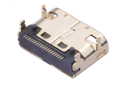 A型HDMI高清接口19P母座三排针插板单耳固定