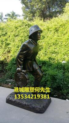 深圳消防大队消防主题文化玻璃钢消防员雕塑
