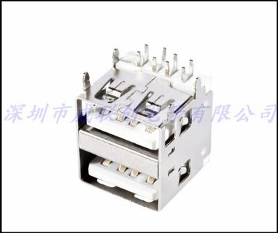 短体13.1 双层USB母座 直边四脚插板 上下叠