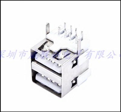 13.5mm直边双层USB母座 A母90度插板 白胶