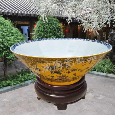 陶瓷大缸摆件 青花瓷大缸 70公分陶瓷大缸
