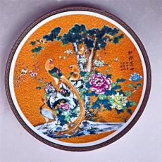 花开富贵大瓷盘  古典粉彩山水装饰盘