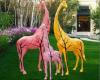 彩绘玻璃钢长颈鹿雕塑公园广场城市景观摆件