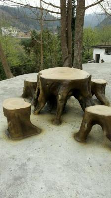 株州公园仿树皮桌凳 优质仿木坐椅批发