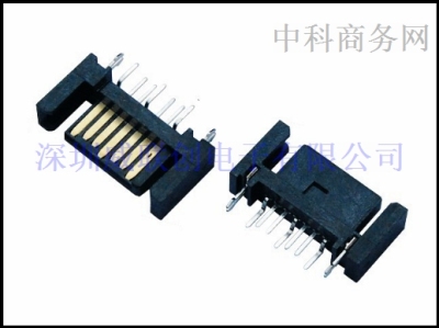 SATA 7P公头-180度鱼叉脚直插 镀金硬盘接口