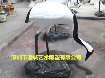 东莞松山湖池塘仙鹤玻璃钢动物雕塑景观摆件