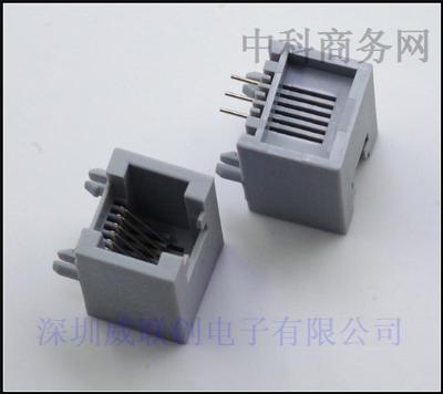 RJ45网络插座 灰胶LCP HF认证pcb电话插座