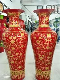 门店摆饰陶瓷大花瓶 中国红陶瓷大花瓶厂家