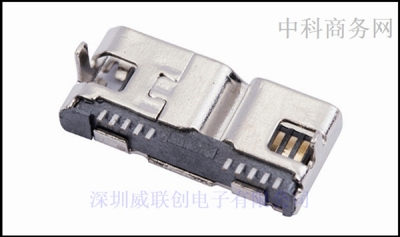 MICRO 10P全贴片USB母座/移动硬盘接口 黑胶