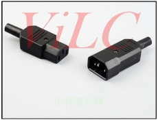 电子产品充电AC电源公母座-黑胶LCP供电插座