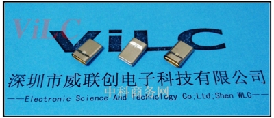 钢头镀金type C有板公头-USB3.1插头 铆压