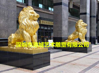 深圳宾馆门口风水转运玻璃钢狮子雕塑价格厂