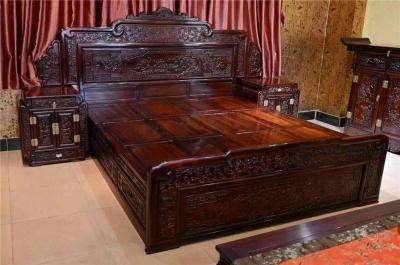西安仿古实木双人床 中式古典红木床厂家