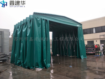 虎丘推拉雨棚效果图 户外工厂移动雨篷订做