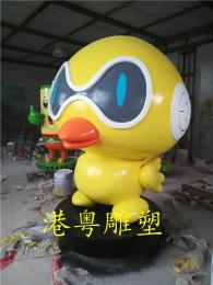 动漫版网红小黄鸭雕塑创新玻璃钢卡通鸭雕塑