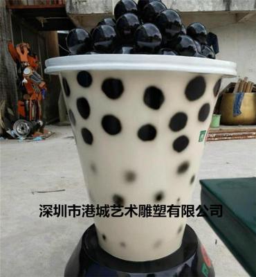 惠州冷饮连锁店玻璃钢珍珠奶茶杯雕塑道具