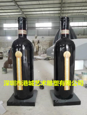 广州玻璃钢红酒瓶雕塑报价