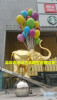 商场门口美陈装饰玻璃钢大象拿气球组合雕塑