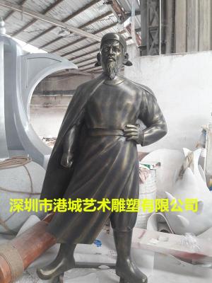深圳广场玻璃钢仿真关公人像雕塑厂家