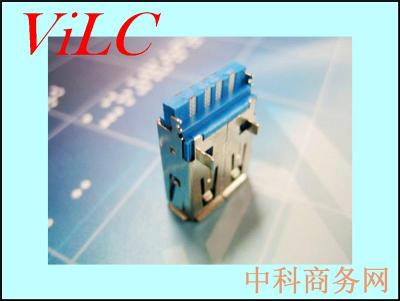 AF3.0 焊线式USB母座 有边翻边 蓝色胶芯LCP