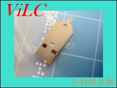 一体式USB公头-白色胶芯 端子半金锡 铁壳AM