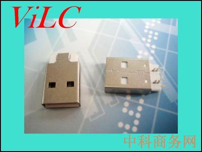 一体式USB公头-白色胶芯 端子半金锡 铁壳AM