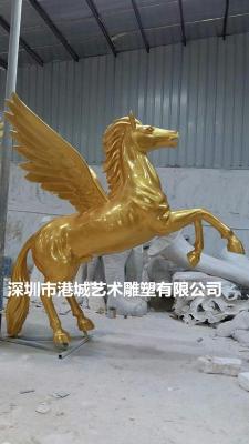 梅州生态园玻璃钢情侣造型飞马雕塑摆件