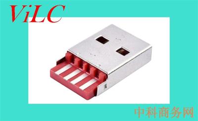 白色LCP沉板SMT式A公-USB公头双面插/正反插