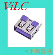 直插A母-二腳DIP-5A大電流USB母座-紫色膠芯