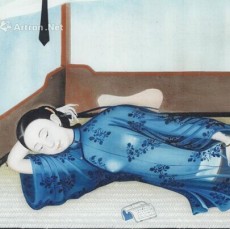 十九世纪初期 中国画派 斜躺女子
