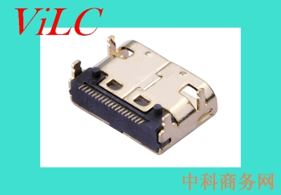 A型HDMI连接器-19P高清母座三排针插板 有耳