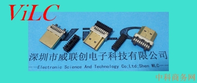 供应19P-HDMI焊线式公头-锌合金外壳 带护套
