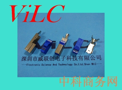 USB B型母座-180度焊线式USB-BF-PBT白胶