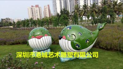 深圳玻璃钢卡通造型海豚鲸鱼雕塑报价厂家