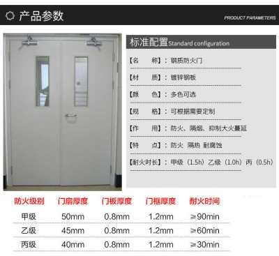 东莞厂家直销甲级钢质防火门防火融热防盗