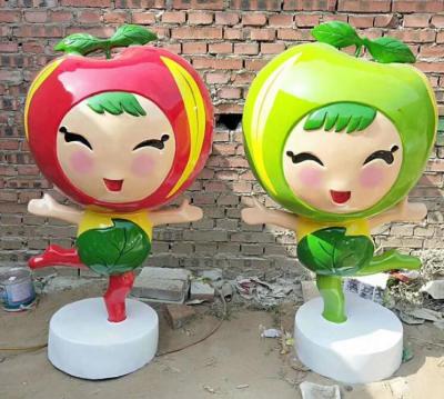 陕西玻璃钢苹果卡通人偶雕塑果园形象摆件