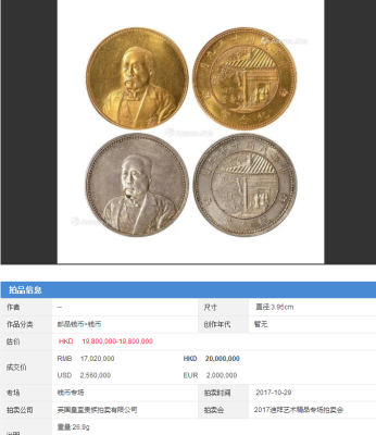 徐世昌像仁寿同登纪念金银币