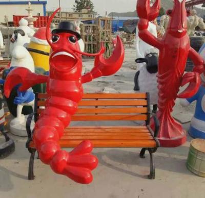深圳大海鲜龙虾卡通玻璃钢螃蟹雕塑摆件