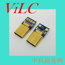 TYPE C鉚壓式USB3.1公頭-鍍金外殼PCB數據板