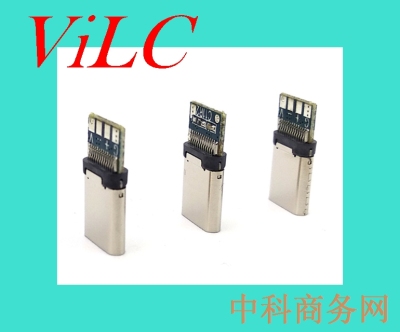 侧边铆压USB TYPE 3.1C公头 冲压壳带板带IC