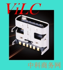 3A大電流-四腳插件TYPE C母座-板上6P后貼