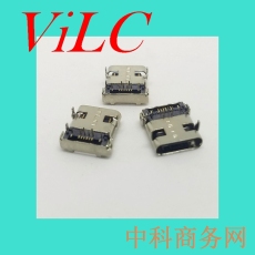 8P前插8P后貼-中長體TYPE C母座-四腳固定