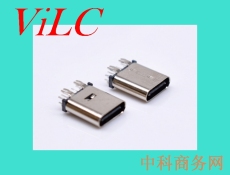 14p雙排直插-TYPE C母頭-四腳魚叉固定 鋼殼