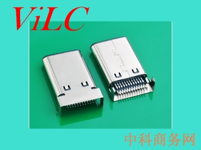 高频TYPE C公头-超薄USB3.1插头-双排贴24P