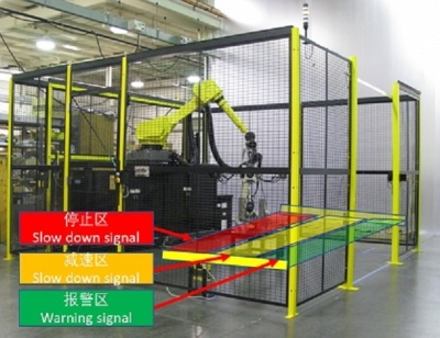 协作机器人进入预警停机光幕