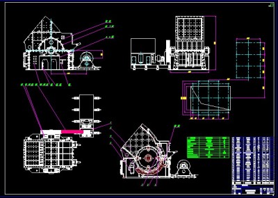 2PE1400X1600反击式破碎机CAD制造图纸