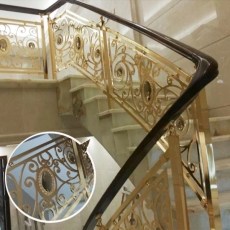 别墅欧式镂空楼梯护栏 豪华铝雕花楼梯扶手